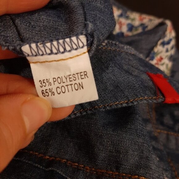 EDC Esprit Denim Shirt Button Down Short Sleeve Floral Western Y2K - Picture 10 of 11